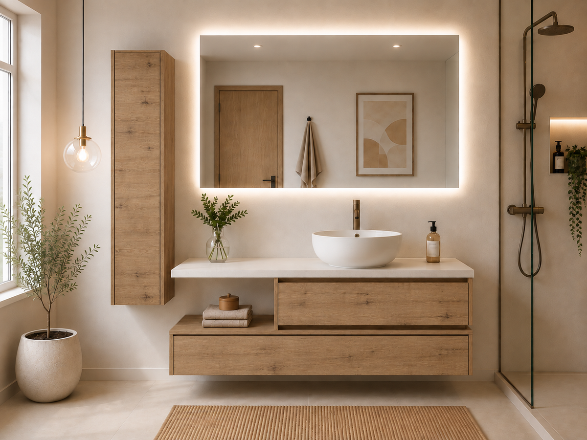 Mueble de baño MENORCA suspendido con lavabo sobre encimera