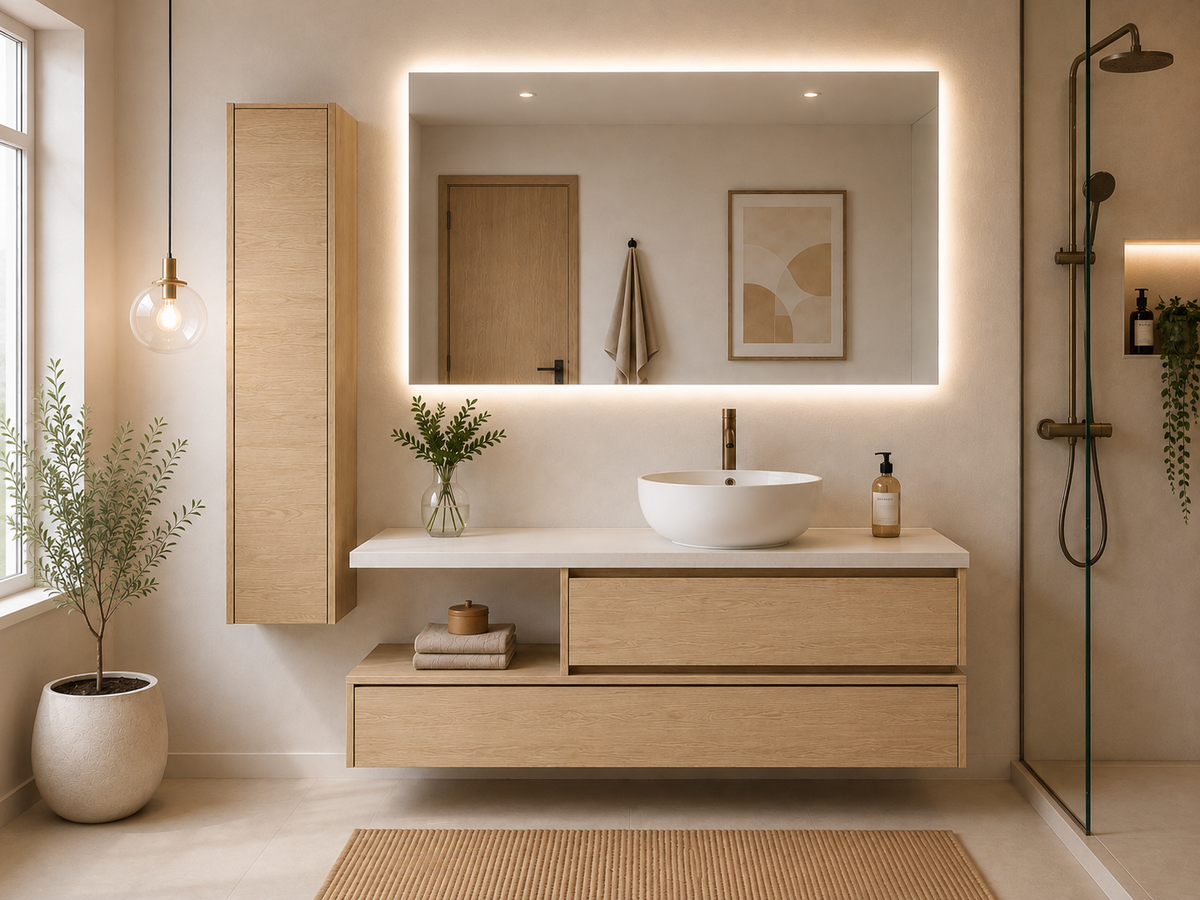 Mueble de baño MENORCA suspendido con lavabo sobre encimera