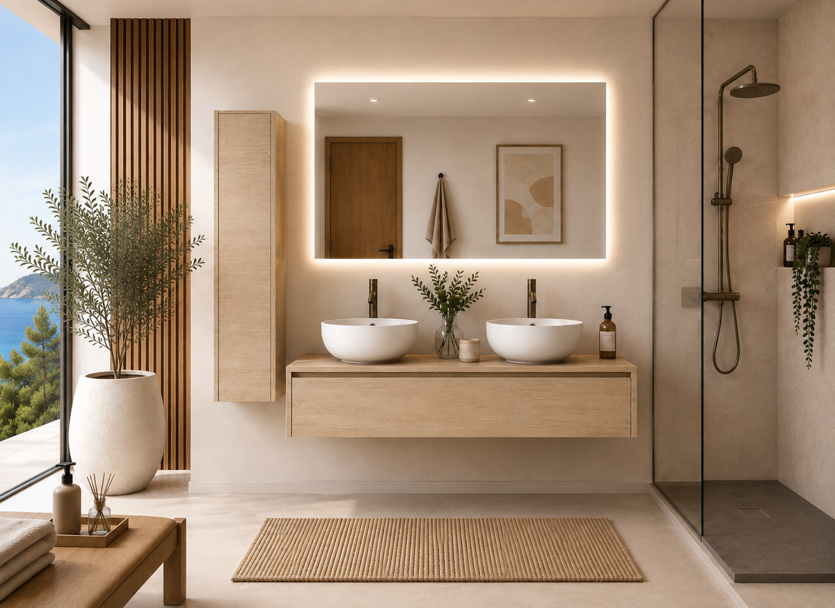 Mueble de baño FORMENTERA Estepa con lavabo sobre encimera