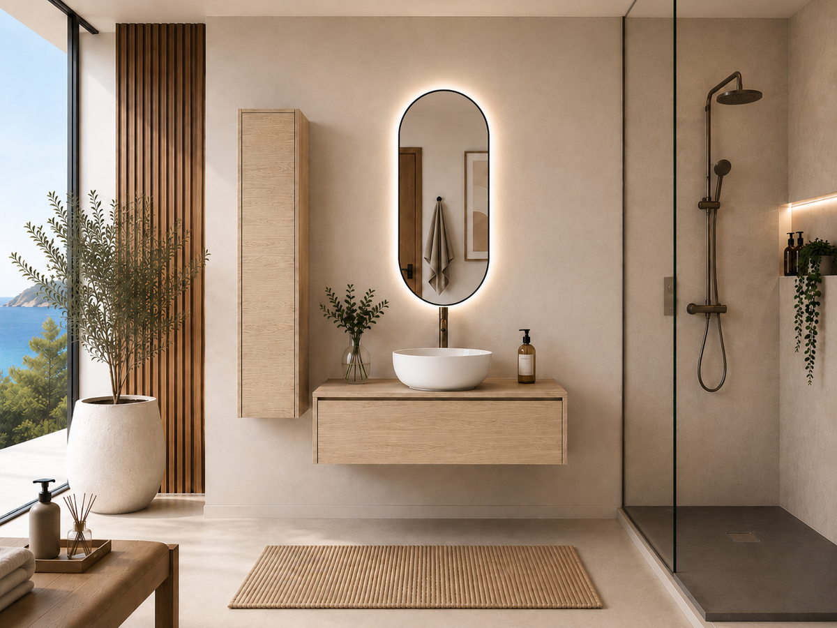 Mueble de baño FORMENTERA Estepa con lavabo sobre encimera