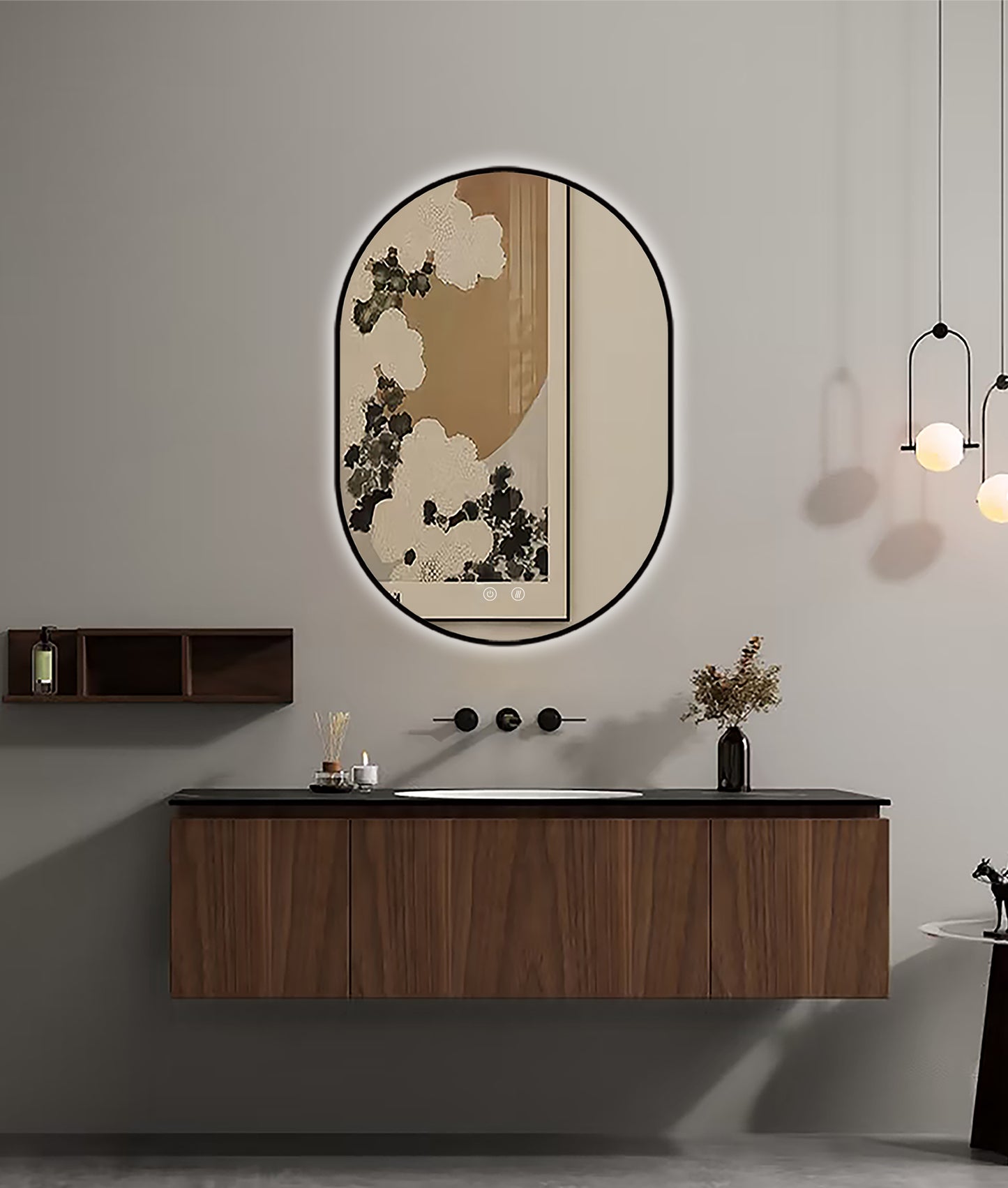 Selene Black LED Mirror